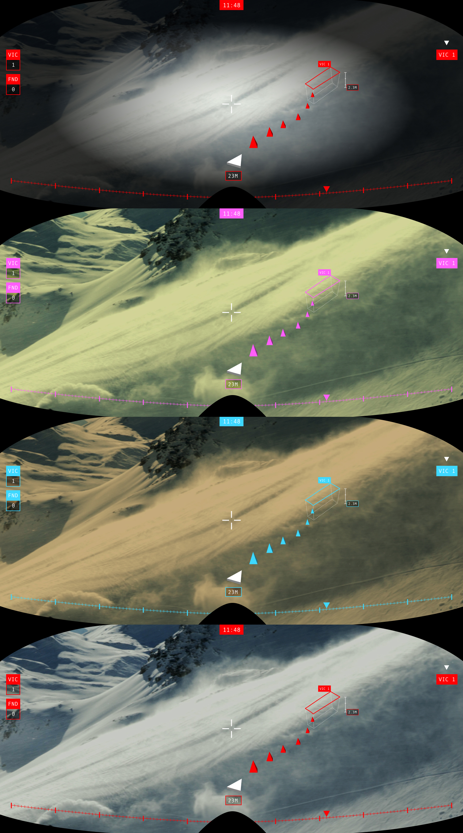 The wayfinding interfaces with the different colors of Avalanche Resque