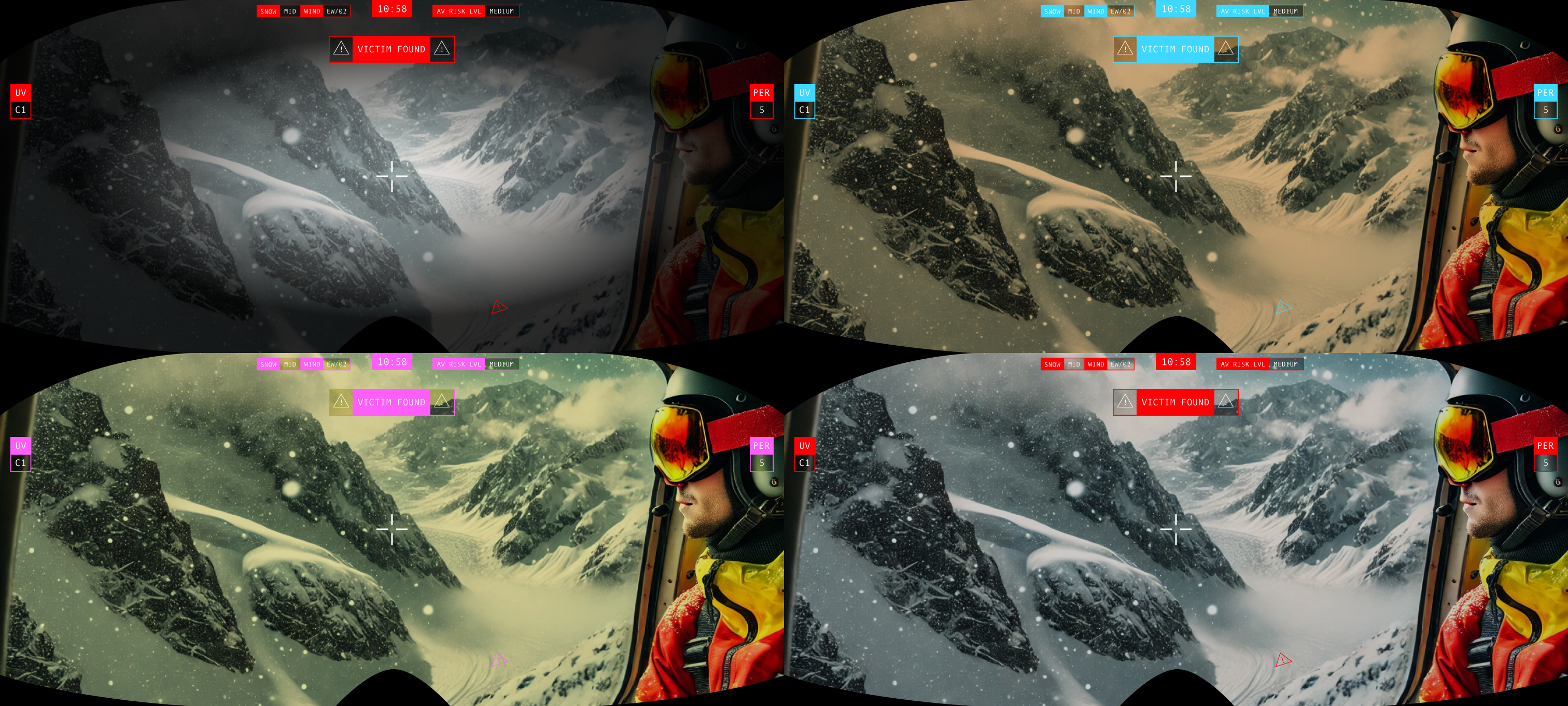 The swappable lenses and on top the interface colors of Avalanche Resque
